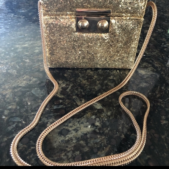 Steve Madden Gold Glitter Box Purse - Picture 4 of 4
